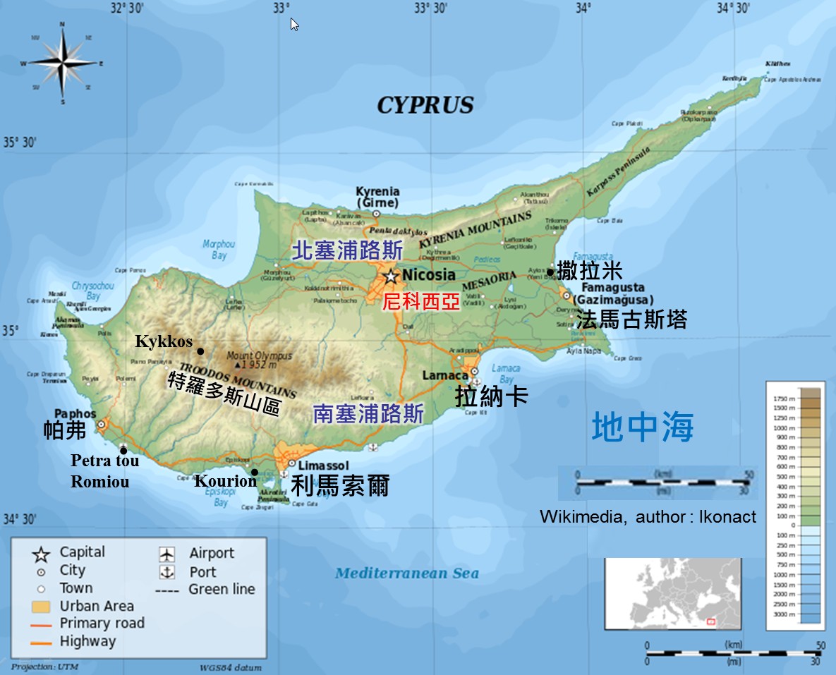 塞浦路斯岛地理位置图片