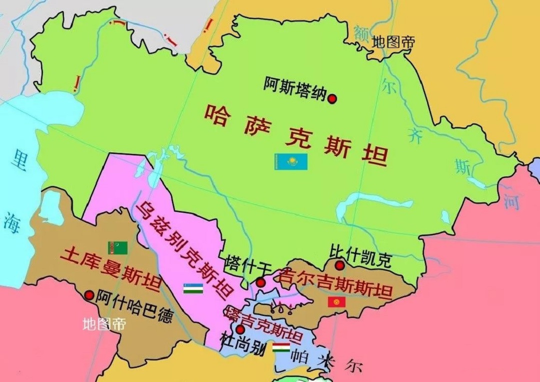 哈萨克斯坦邻国地图图片